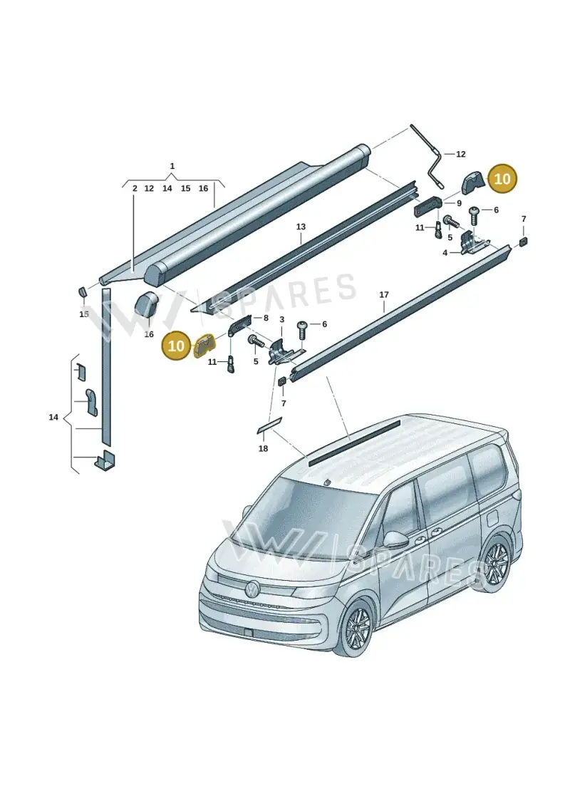 7T0860389 — Volkswagen Multivan (2021-) diagram 7t0067160, position 10