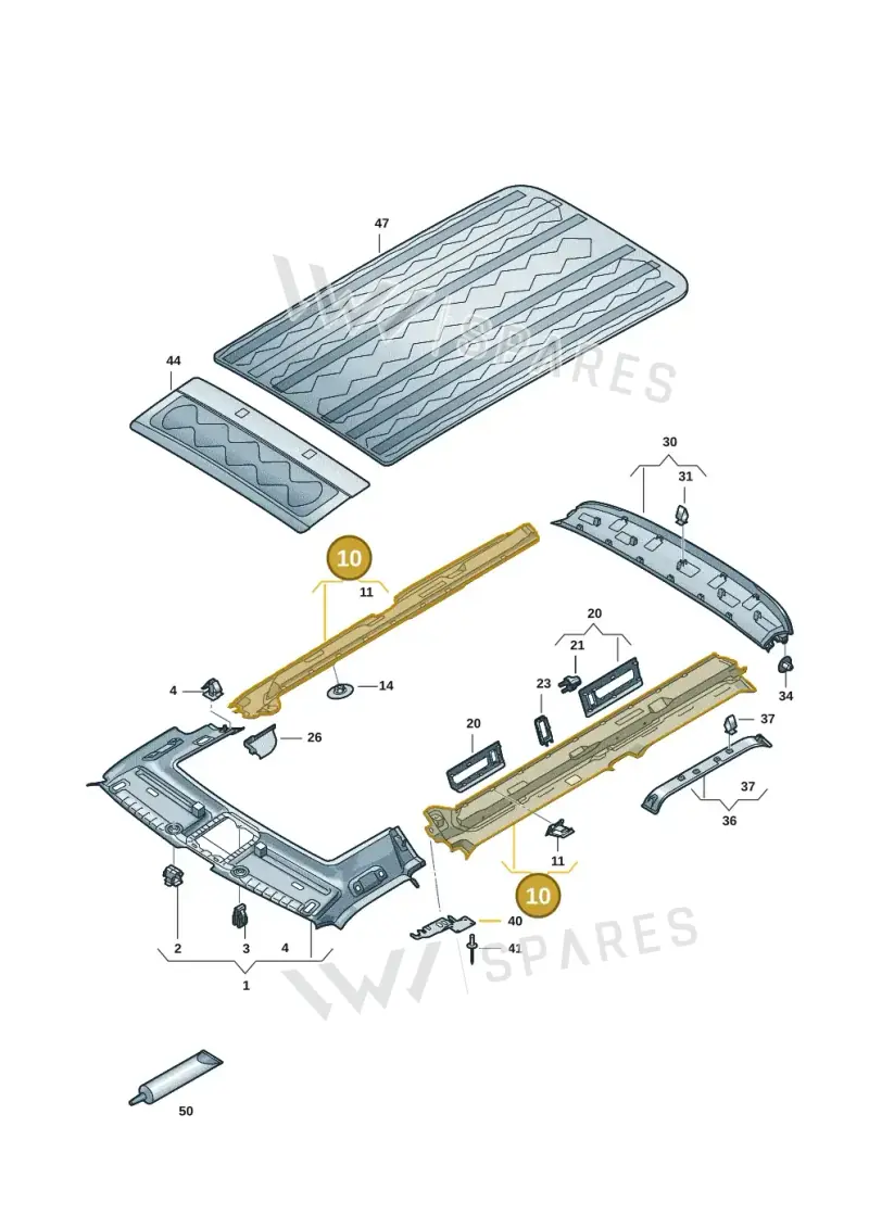 7T0868633C7CW — Volkswagen Multivan (2021-) diagram 7t0867610, position 10
