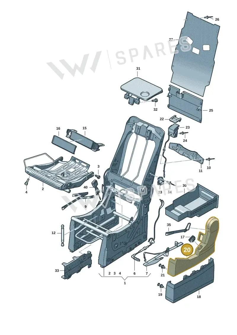 7T0883796A2JV — Volkswagen Multivan (2021-2025) diagram 7t0885050, position 20