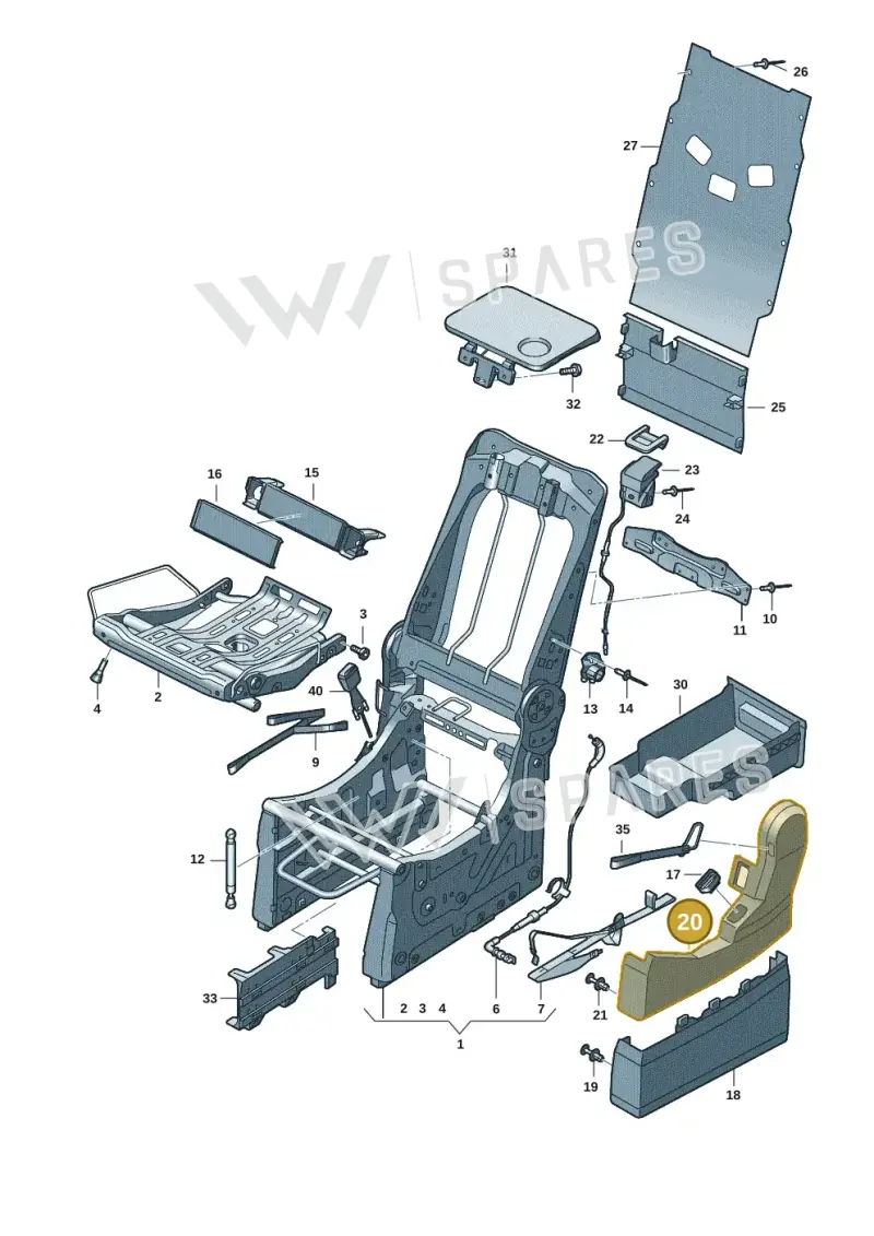 7T0883796F2JV — Volkswagen Multivan (2021-) diagram 7t0885050, position 20
