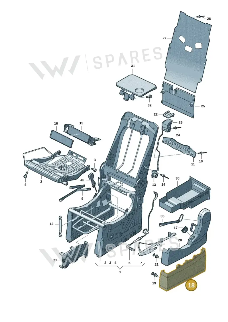 7T08838542JV — Volkswagen Multivan (2021-) diagram 7t0885050, position 18