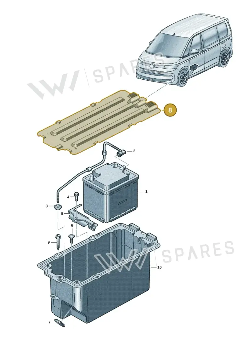 7T0907613A — Volkswagen Multivan (2021-) diagram 7t0915010, position 8
