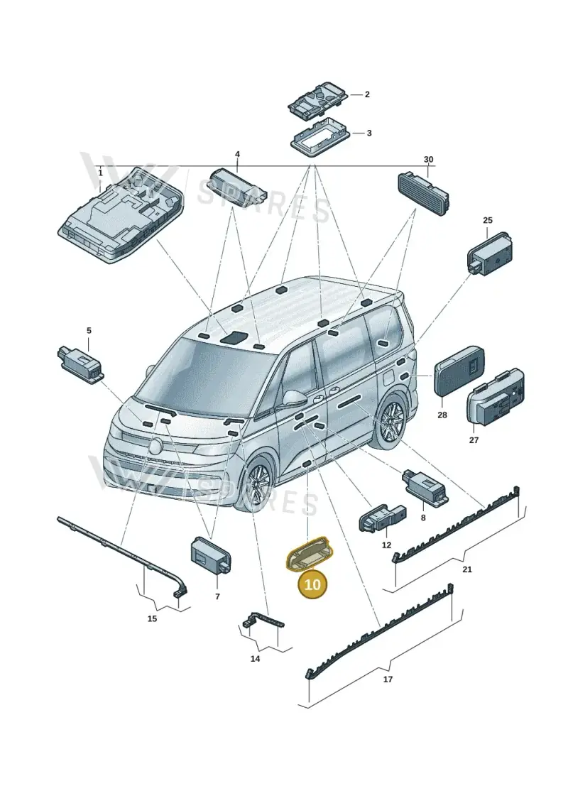 7T0947411A — Volkswagen Multivan (2021-2025) diagram 7t0947000, position 10
