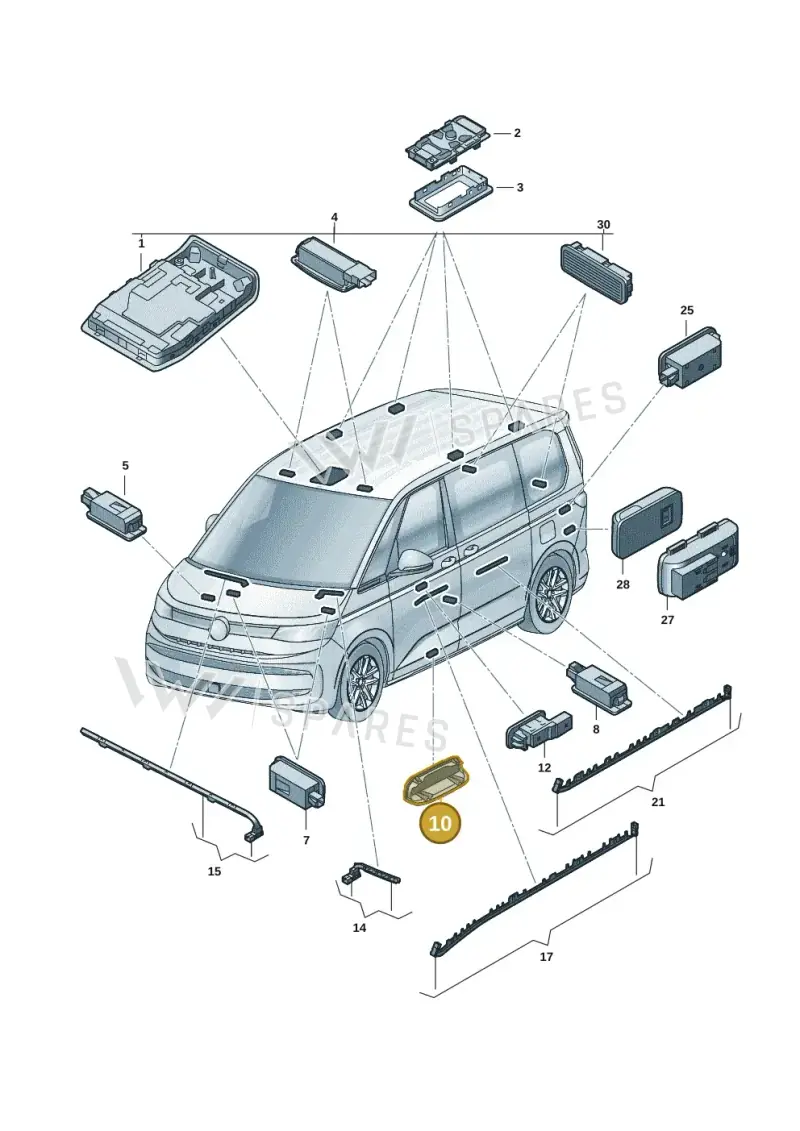 7T0947411B — Volkswagen Multivan (2021-2025) diagram 7t0947000, position 10
