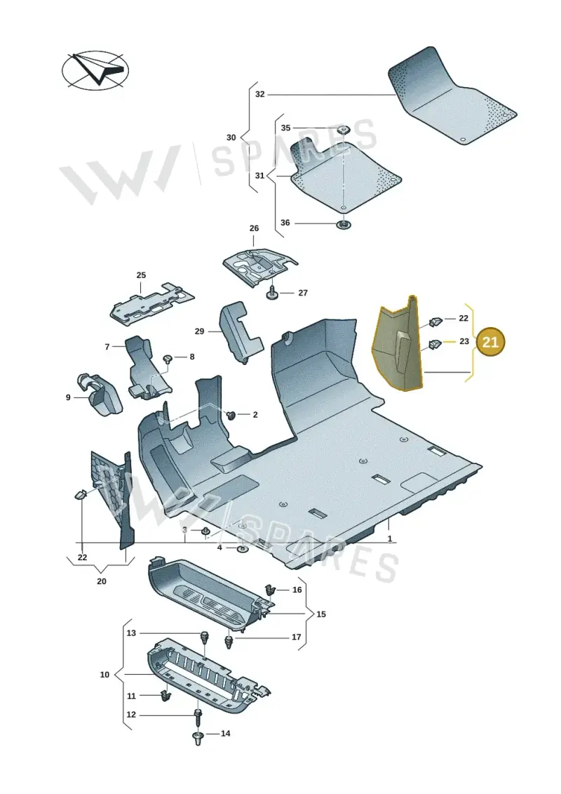 7T2863484B2JV — Volkswagen Multivan (2021-) diagram 7t0863000, position 21