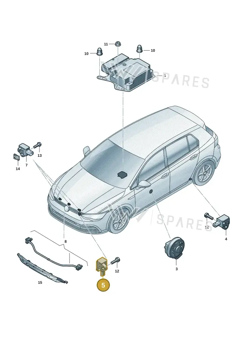 85E959651A — Volkswagen Golf (2019-2025) diagram 5h0959030, position 5+7