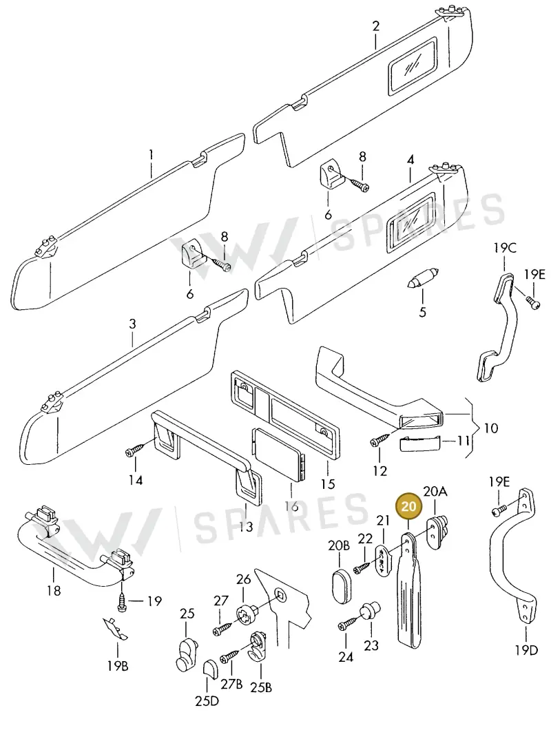 861857611Y20 — Volkswagen TRANSPORTER SYNCRO (1996-2003) diagram 117857500, position 20