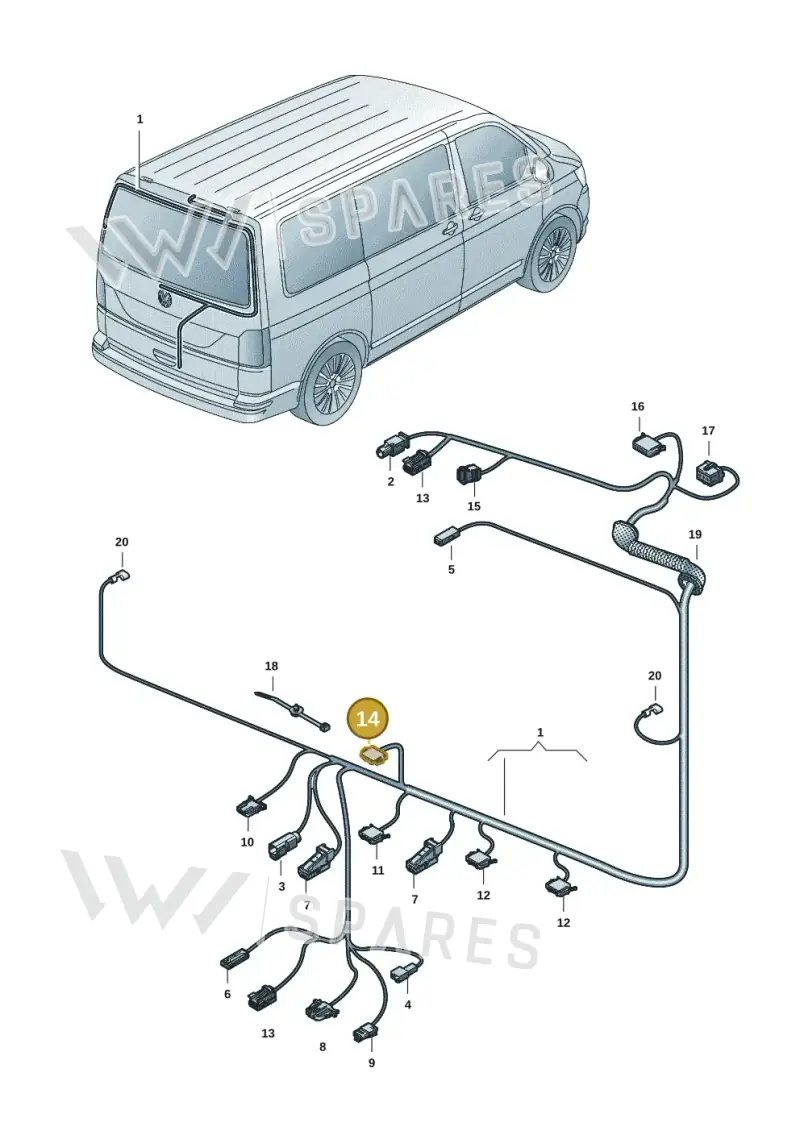 893971634 — Volkswagen Transport. multivan (2019-2024) diagram 7em972082, position 14