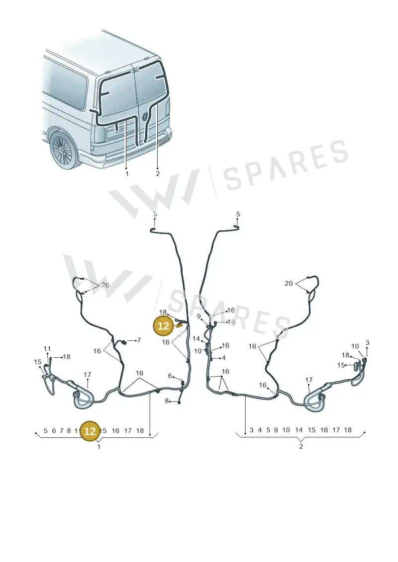 893971635 — Volkswagen Caravelle (2019-2024) diagram 7ep972083, position 12