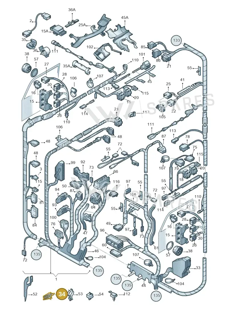 8A0971848G — Volkswagen New Beetle Cabrio. (2003-2005) diagram 201971810, position 34