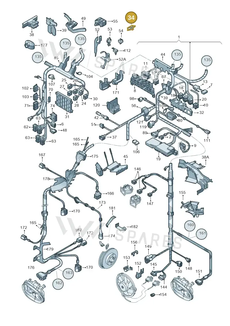 8A0971848G — Volkswagen Jetta/Wagon (2002-2006) diagram 203971800, position 34