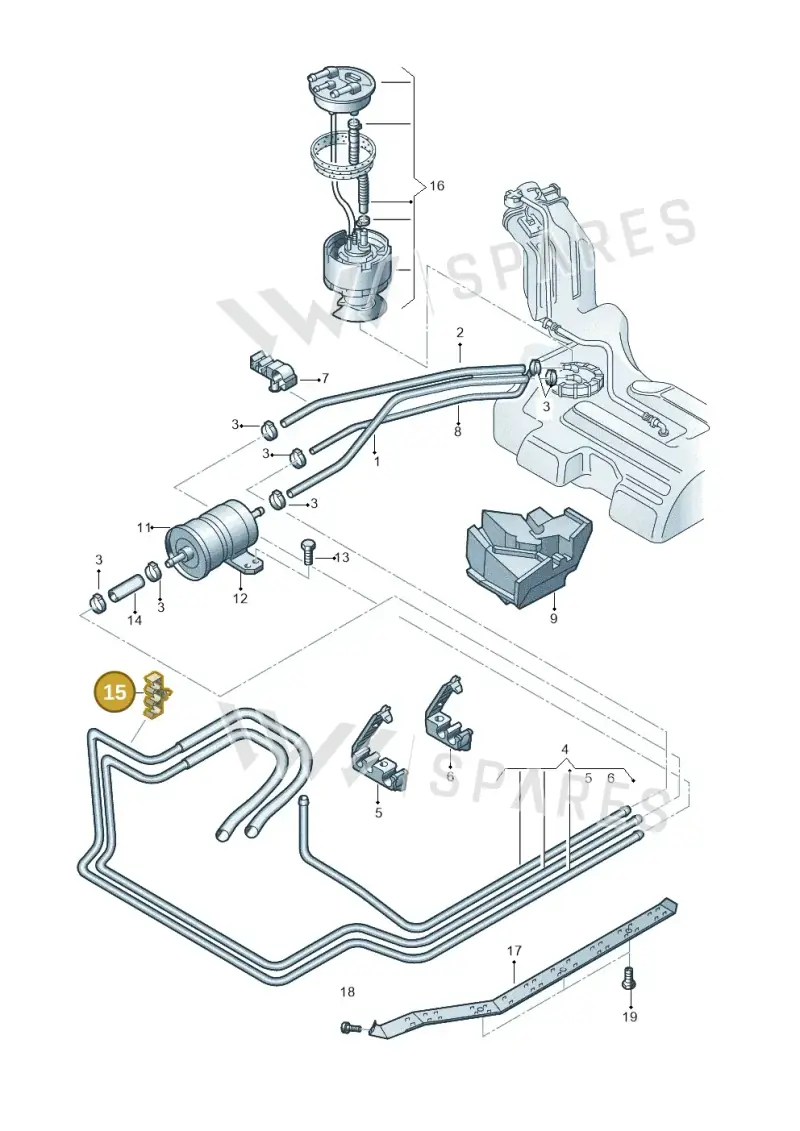 8D0201367A — Volkswagen PASSAT/4MOTION/W8 (2002-2005) diagram 195201700, position 15