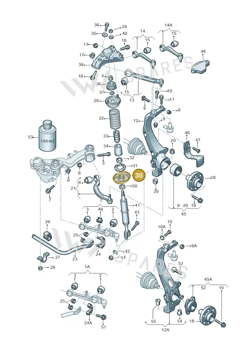 8D0412066F — Volkswagen PASSAT                 00> (2000-) diagram 156407100, position 30