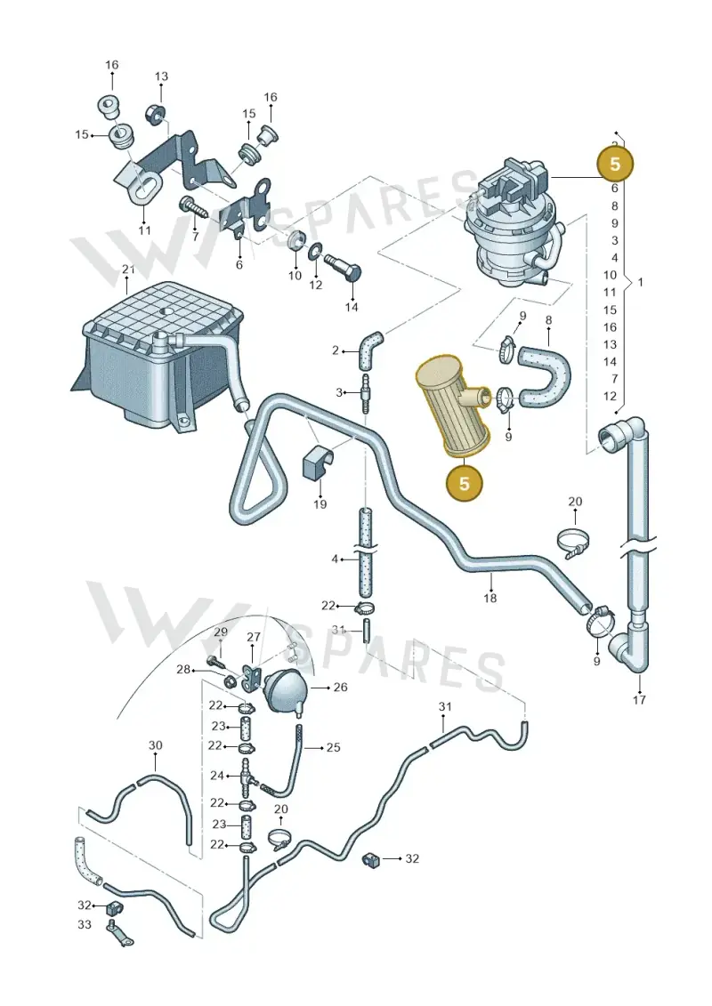 8D0906321 — Volkswagen PASSAT/4MOTION/W8 (2002-2005) diagram 195201970, position 5