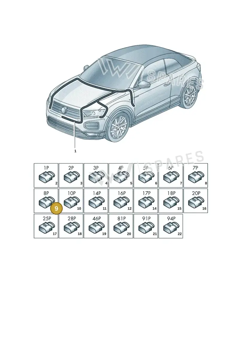 8D0973734 — Volkswagen T-Roc convertible 1.5 (2019-2024) diagram 2gk971080, position 9