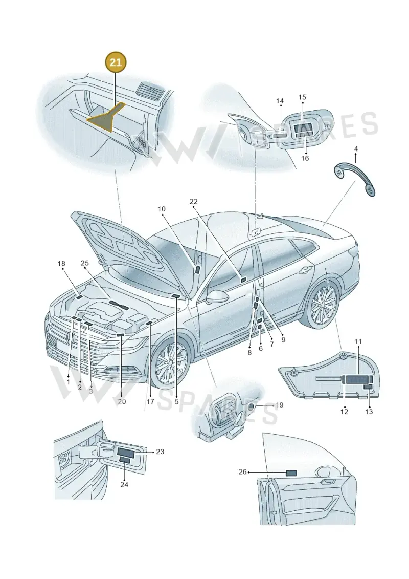 8E0010352P — Volkswagen Arteon (2017-2023) diagram 828010000, position 21