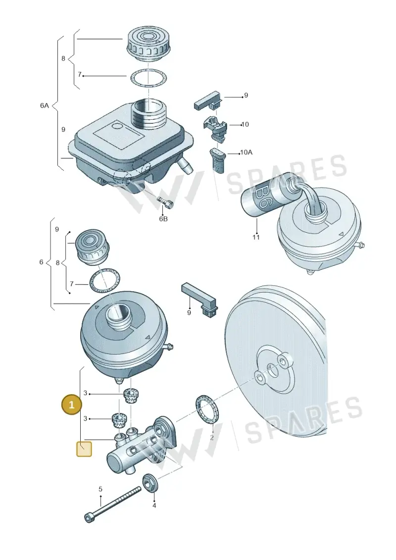 8E0611021 — Volkswagen PASSAT/4MOTION/W8 (2002-2005) diagram 156611100, position 1