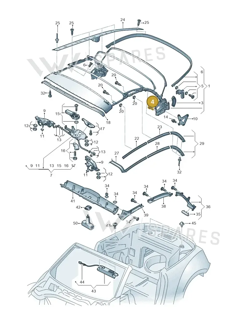 8E0837453A — Volkswagen New beetle cabriolet (2016-2019) diagram 716871100, position 4