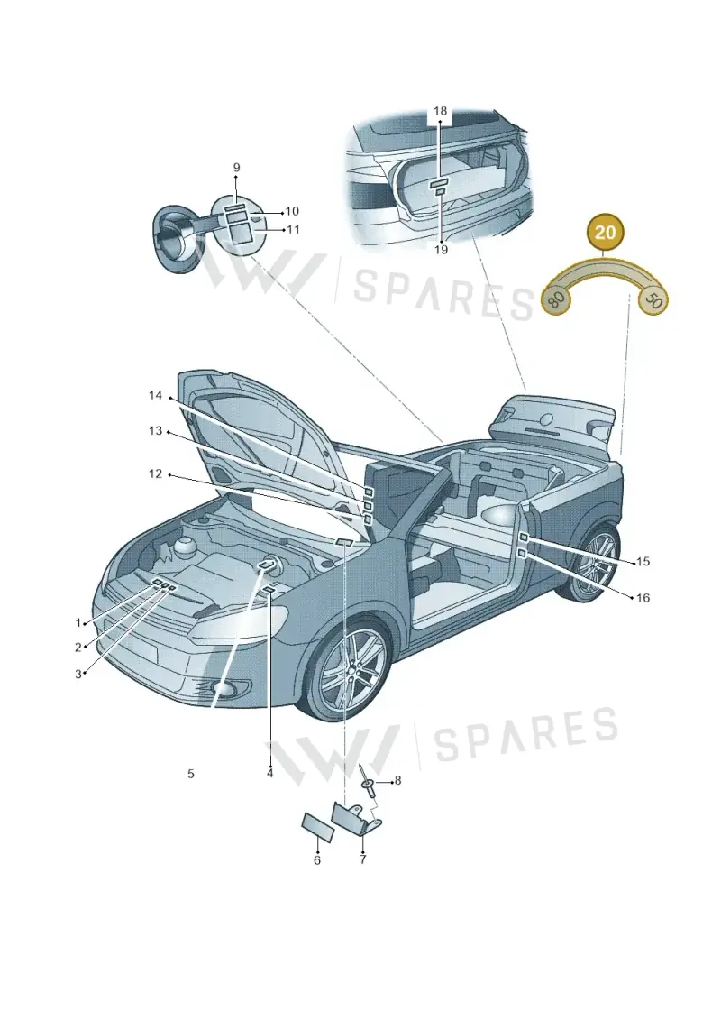8K0010539A — Volkswagen Golf Cabriolet (2011-2016) diagram 718010000, position 20
