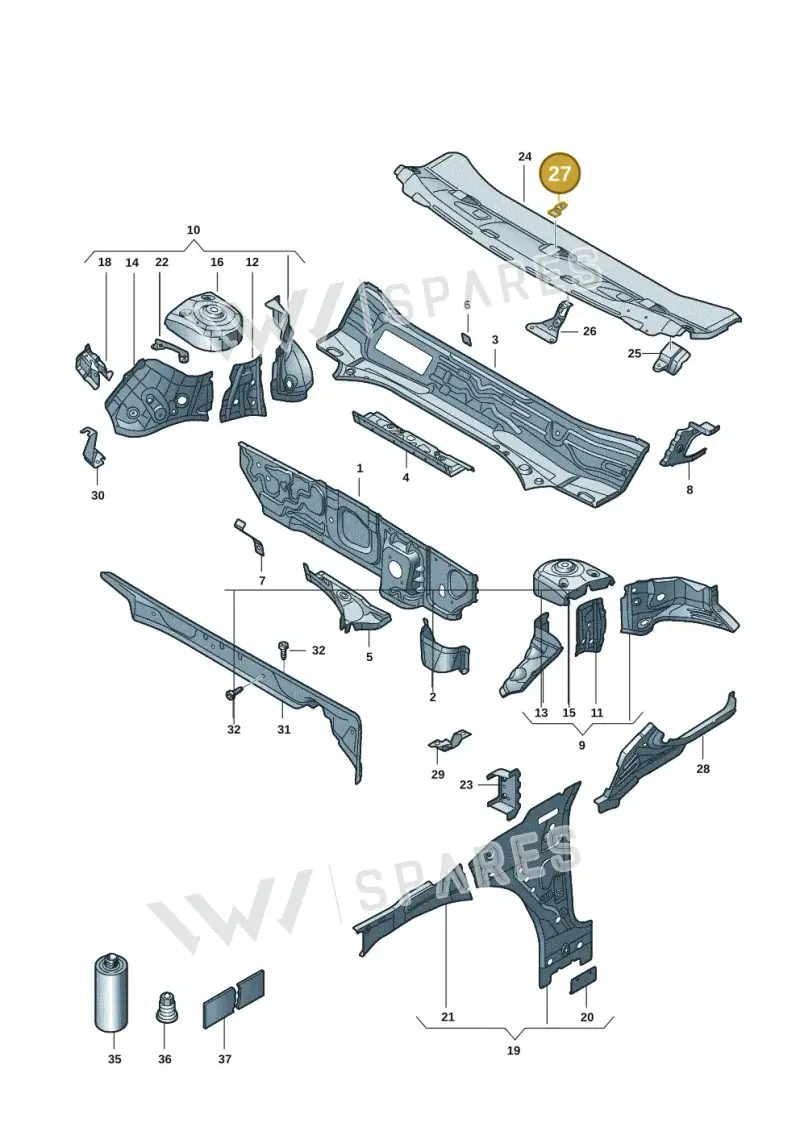8K0805217 — Volkswagen Caddy Maxi Kombi (2020-2024) diagram 2ka803010, position 27