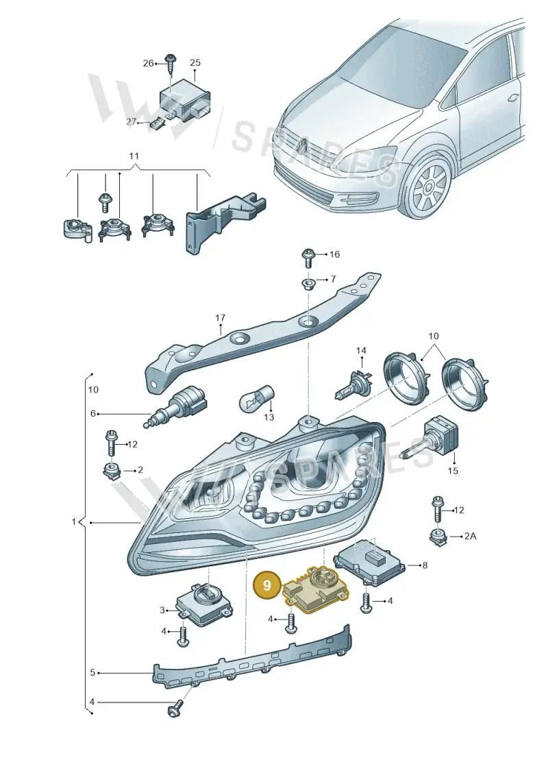 8K0941597E — Volkswagen Sharan BlueMotion (2015-2022) diagram 689941200, position 9