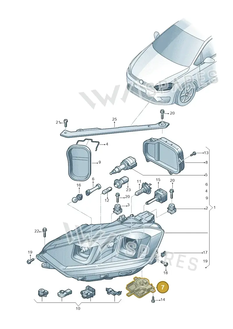8K0941597E — Volkswagen Golf Sportsvan 1.6 (2014-2020) diagram 780941100, position 7