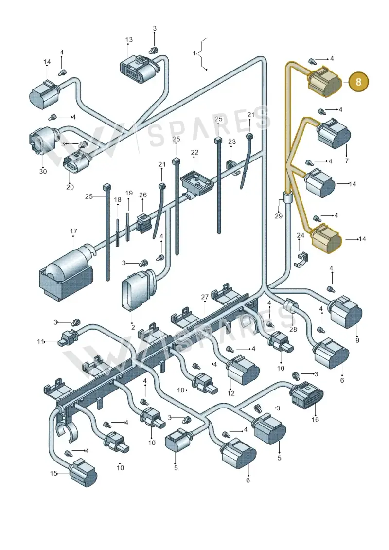8K0973703H — Volkswagen Jetta (2014-2017) diagram 692971170, position 8