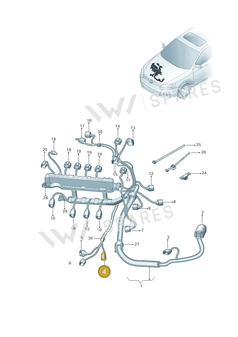 8K0973703H — Volkswagen Jetta 1.6 (2014-2018) diagram 789971110, position 4