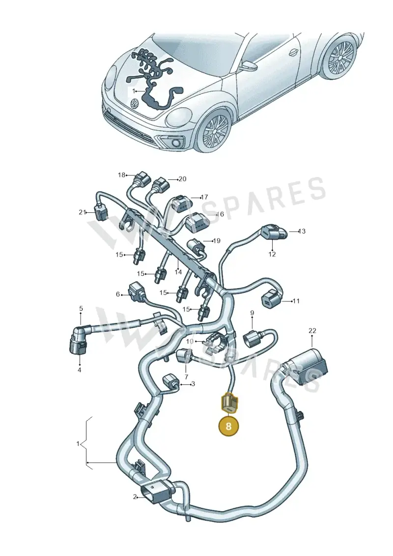 8K0973703H — Volkswagen Beetle (2016-2019) diagram 801971040, position 8