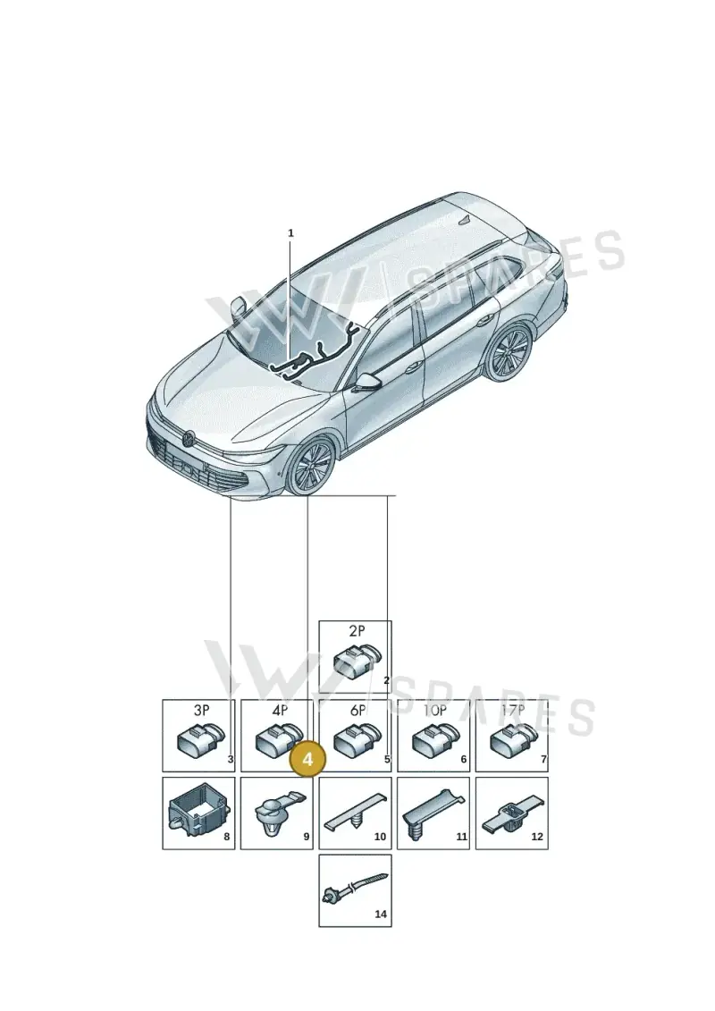 8K0973754A — Volkswagen Passat estate (2023-) diagram 3j0972050, position 4