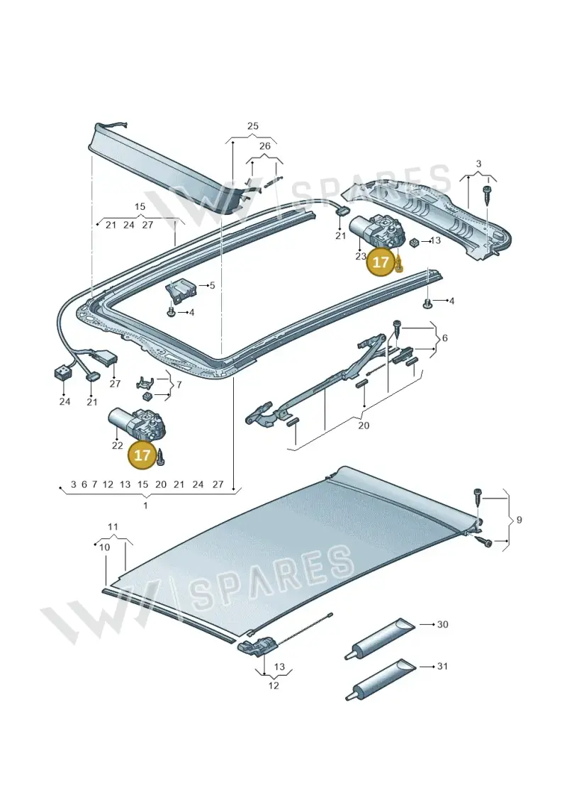 8K9898057B — Volkswagen Touareg BlueMotion (2014-2018) diagram 693877100, position 17