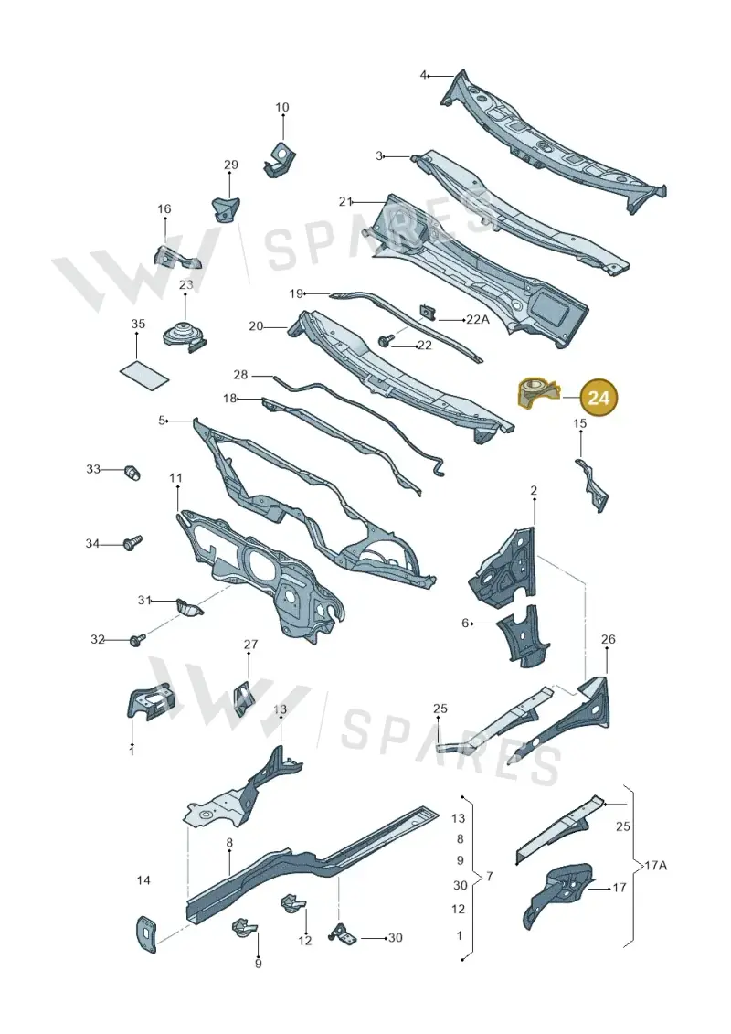 8P0806163A — Volkswagen Golf estate (2009-2013) diagram 684803000, position 24