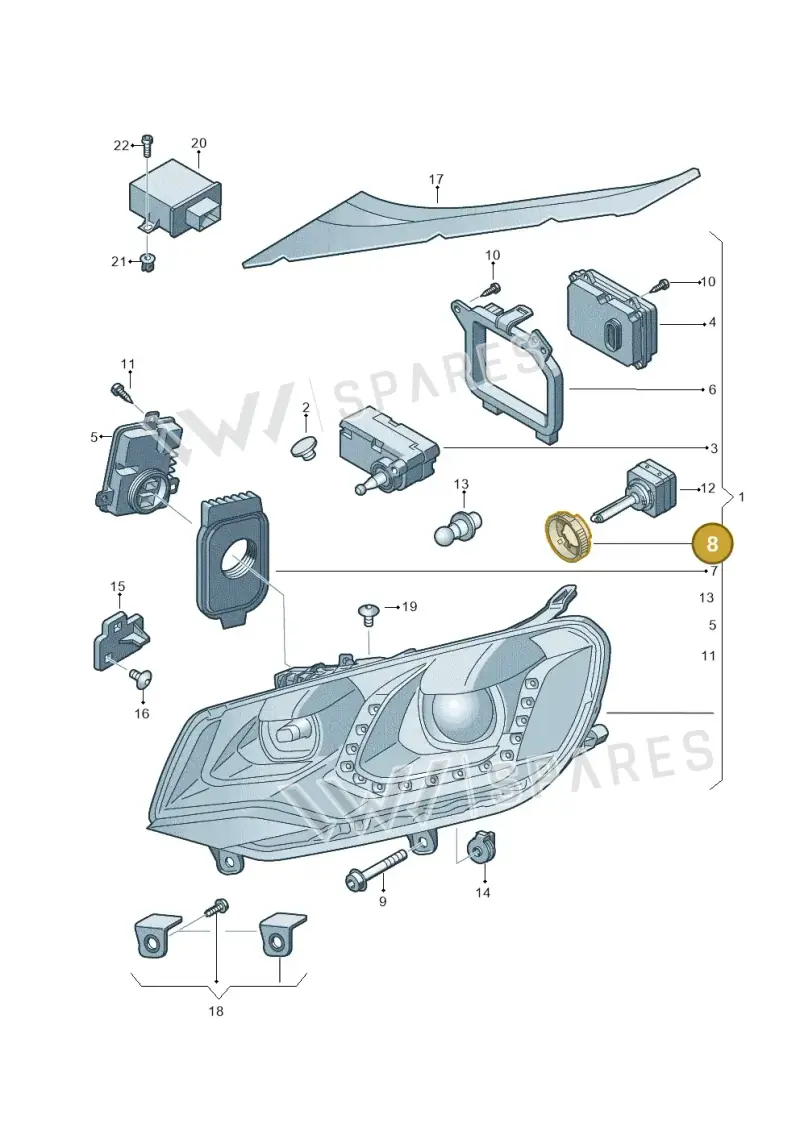 8P0941621 — Volkswagen Touareg (2012-2014) diagram 693941210, position 8
