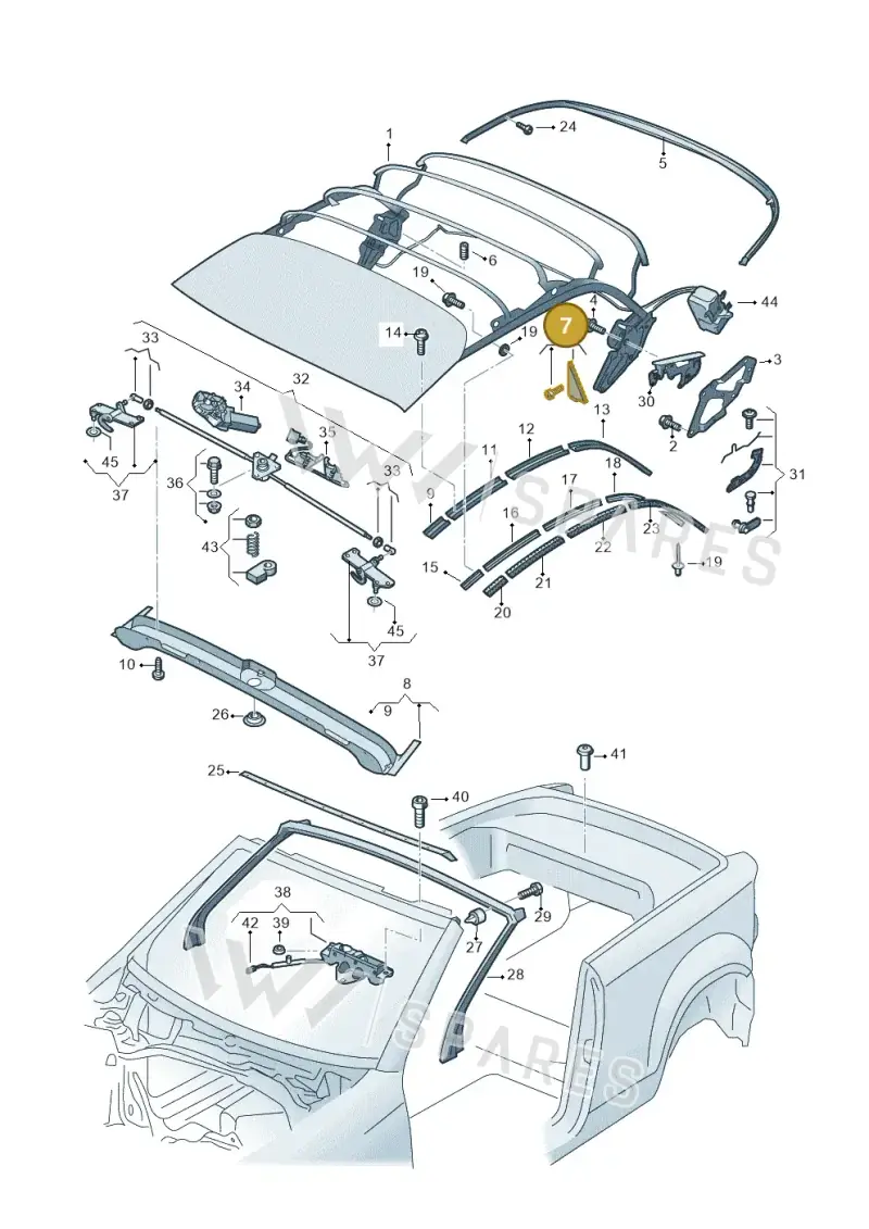 8P7898021A — Volkswagen T-Roc convertible 1.5 (2019-2024) diagram 718871100, position 7