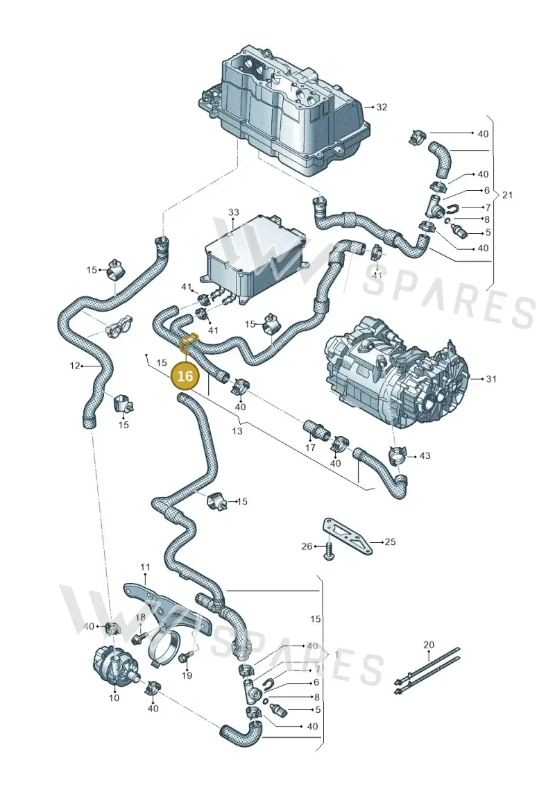 8R0121093 — Volkswagen E-Golf (2014-2021) diagram 774121250, position 16