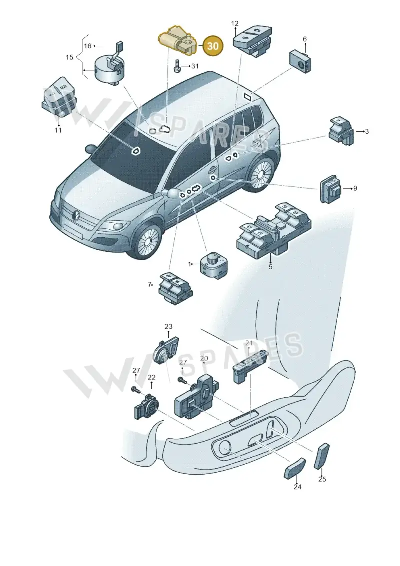 8R0959591A — Volkswagen Tiguan 4Motion (2011-2018) diagram 719959050, position 30