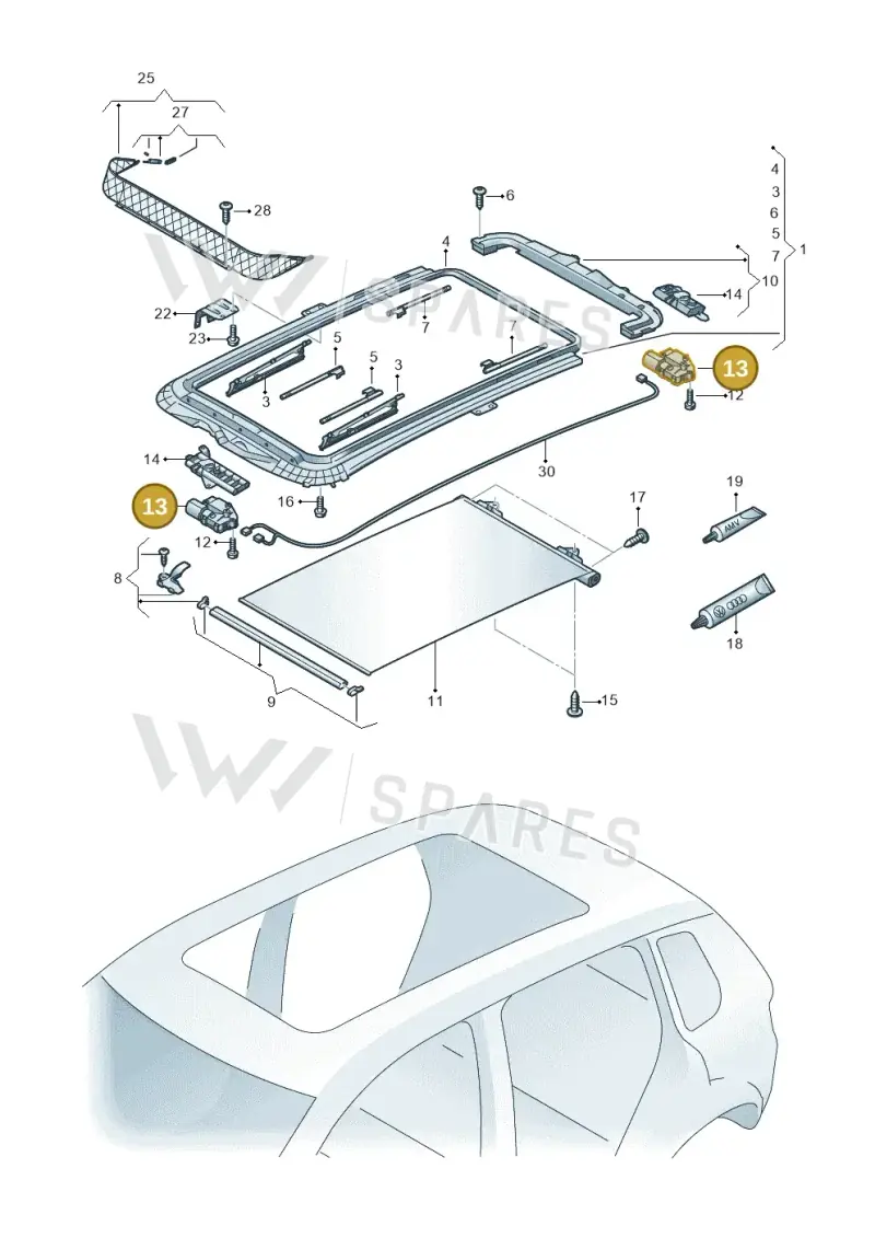 8R0959591A — Volkswagen Tiguan 4Motion (2011-2018) diagram 634877100, position 13