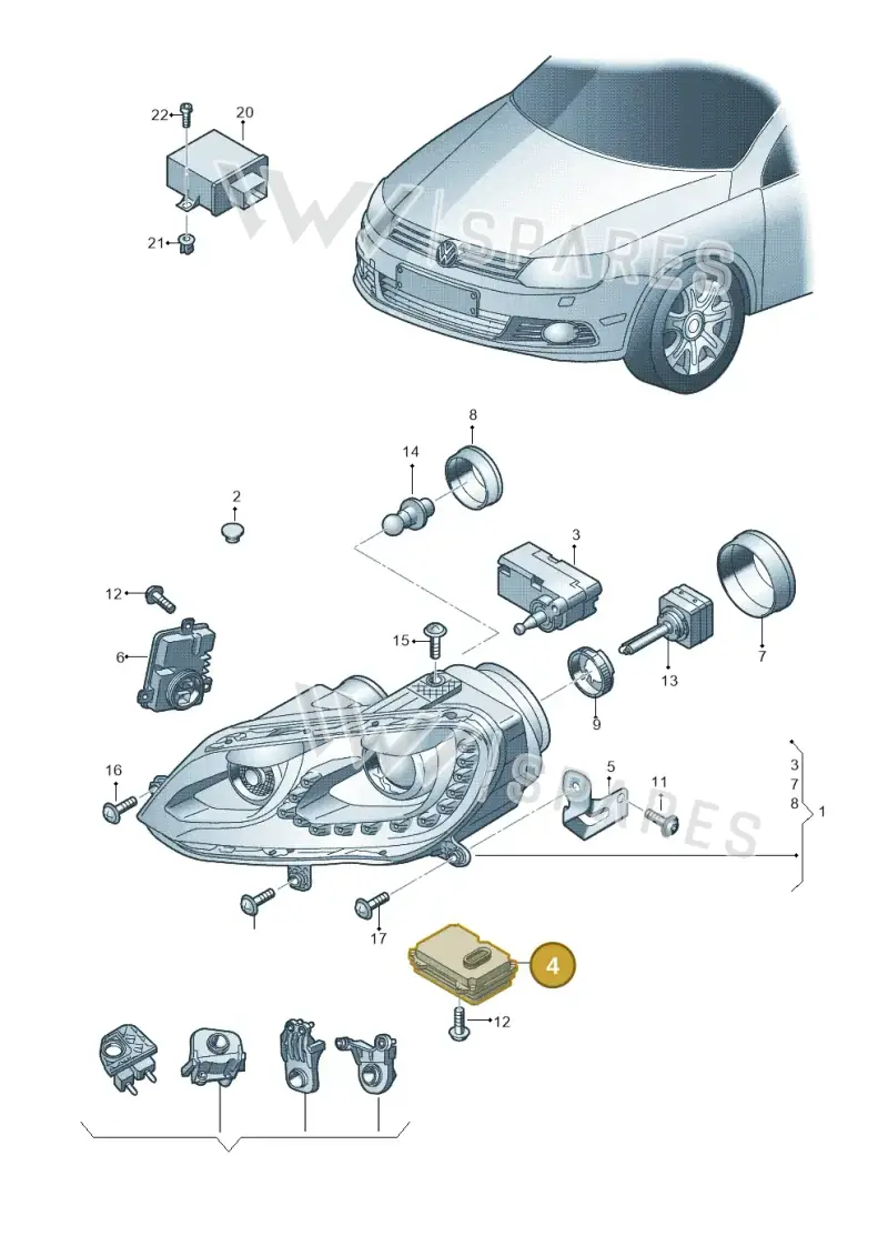 8U0941329 — Volkswagen Eos BlueMotion (2010-2015) diagram 712941200, position 4