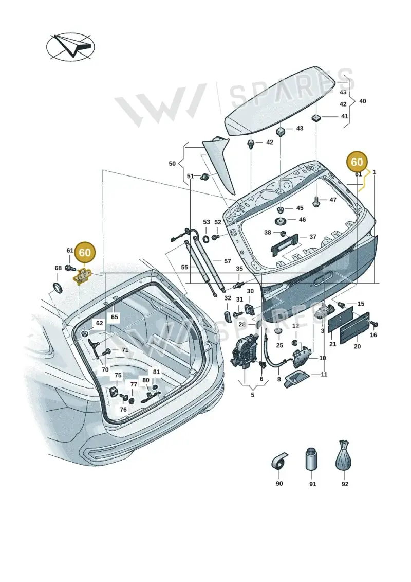 8V3827299B — Volkswagen Passat estate (2023-) diagram 3j0827000, position 60