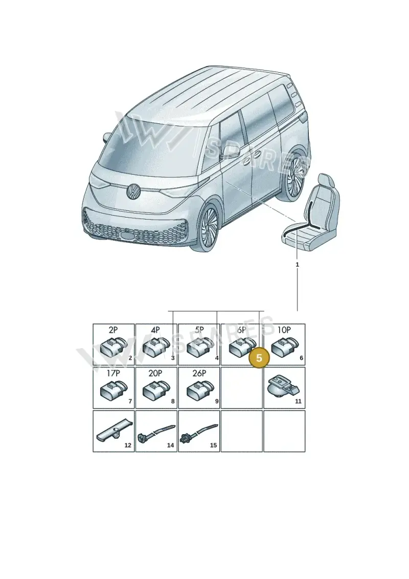 8W0971636A — Volkswagen ID.Buzz (2022-) diagram 15a972250, position 5