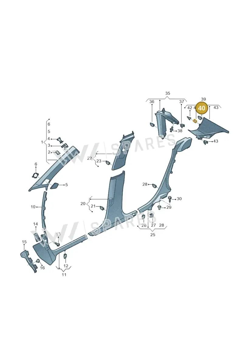 8Z0867276B — Audi A3 Sportback (2019-2025) diagram 596867660, position 40