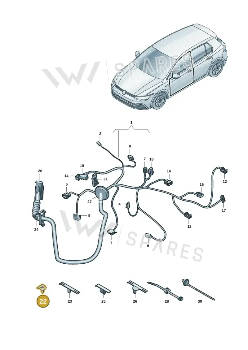 8Z0971848F — Volkswagen Golf 2.0 BlueMotion (2019-2024) diagram 5h0972033, position 22