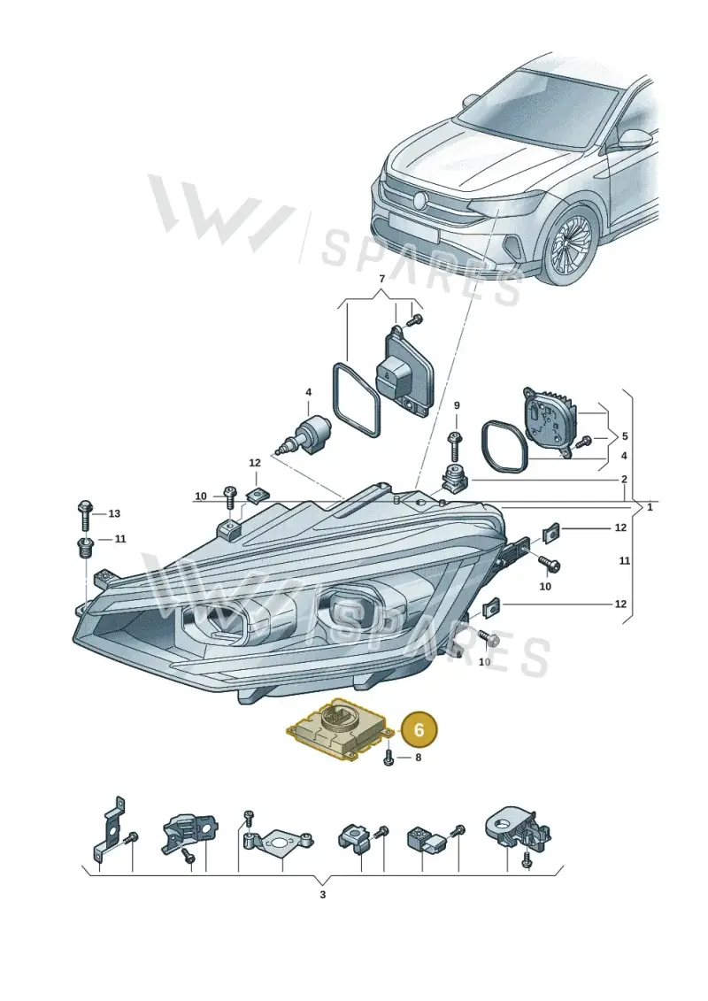 992941571AH — Volkswagen Taigo (2021-2024) diagram 2f0941020, position 6