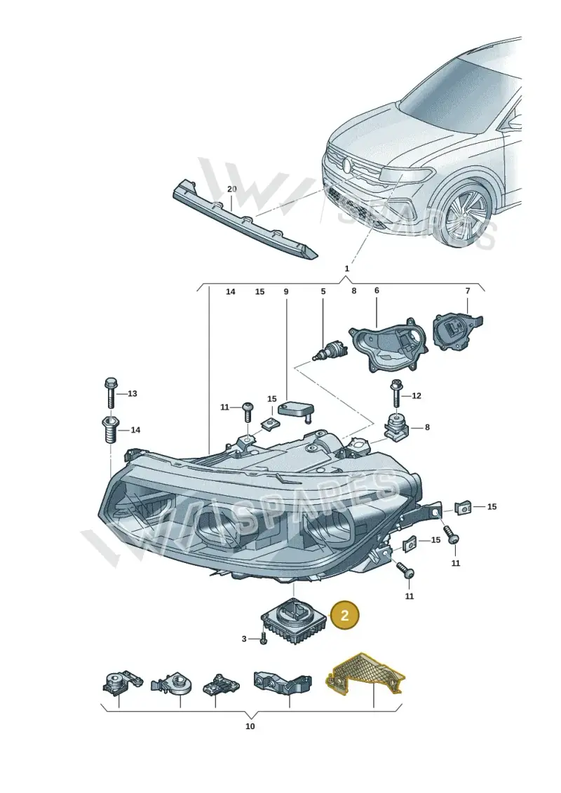 992941571AH — Volkswagen T-Cross 1,0 (2018-2024) diagram 587941015, position 2
