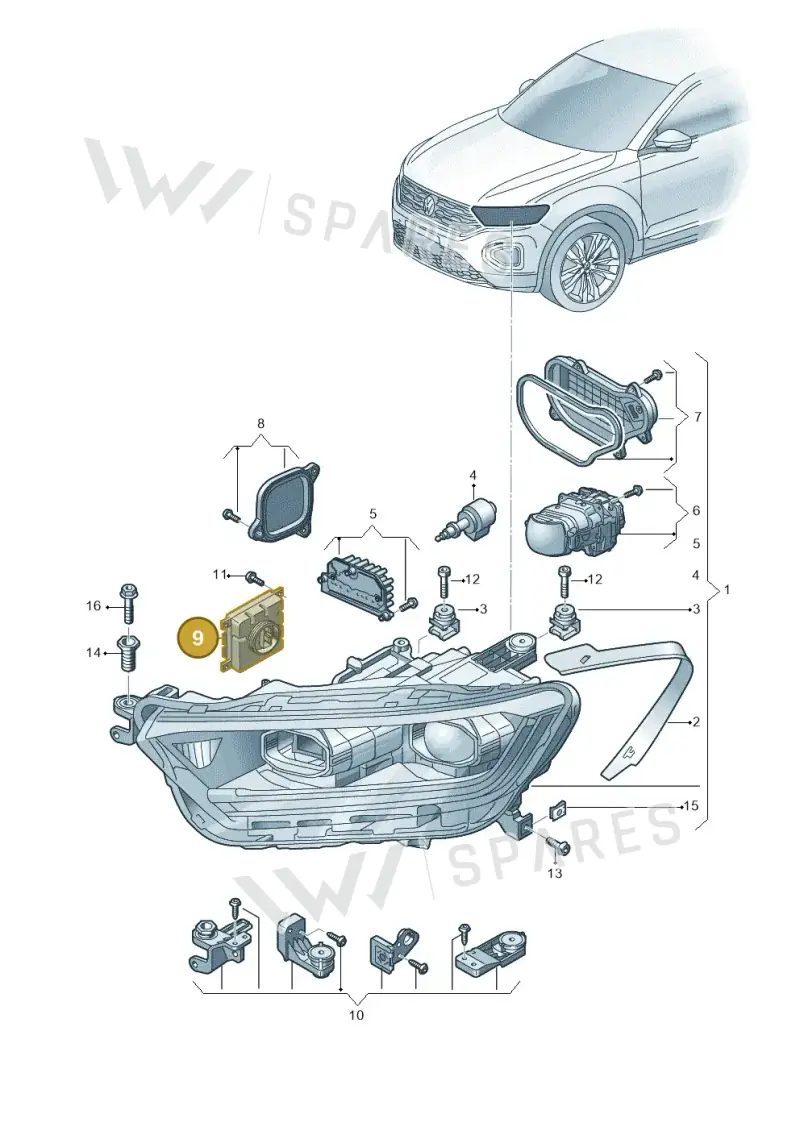 992941571AH — Volkswagen T-Roc convertible 1.5 (2019-2024) diagram 813941025, position 9