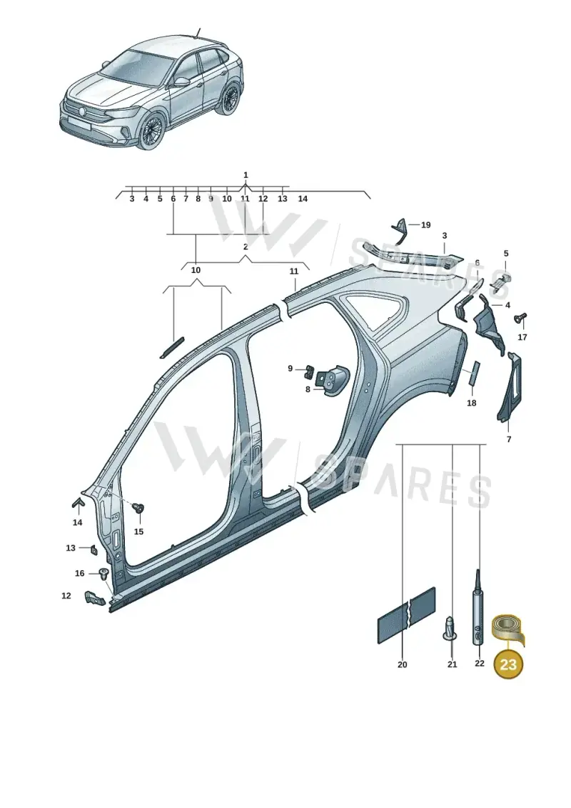 AKL44803005 — Volkswagen Taigo (2021-2024) diagram 2f0809100, position 23