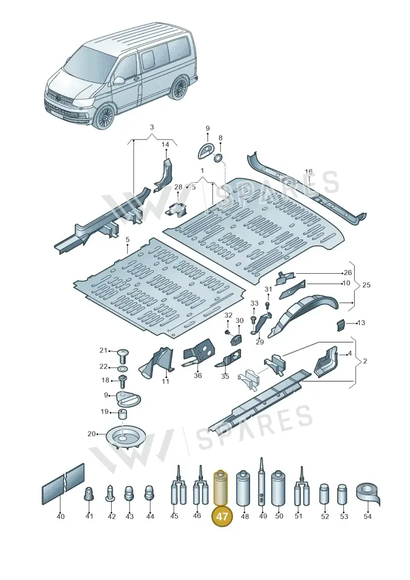 D007600A1 — Volkswagen Caravelle (2019-2024) diagram 861801200, position 47