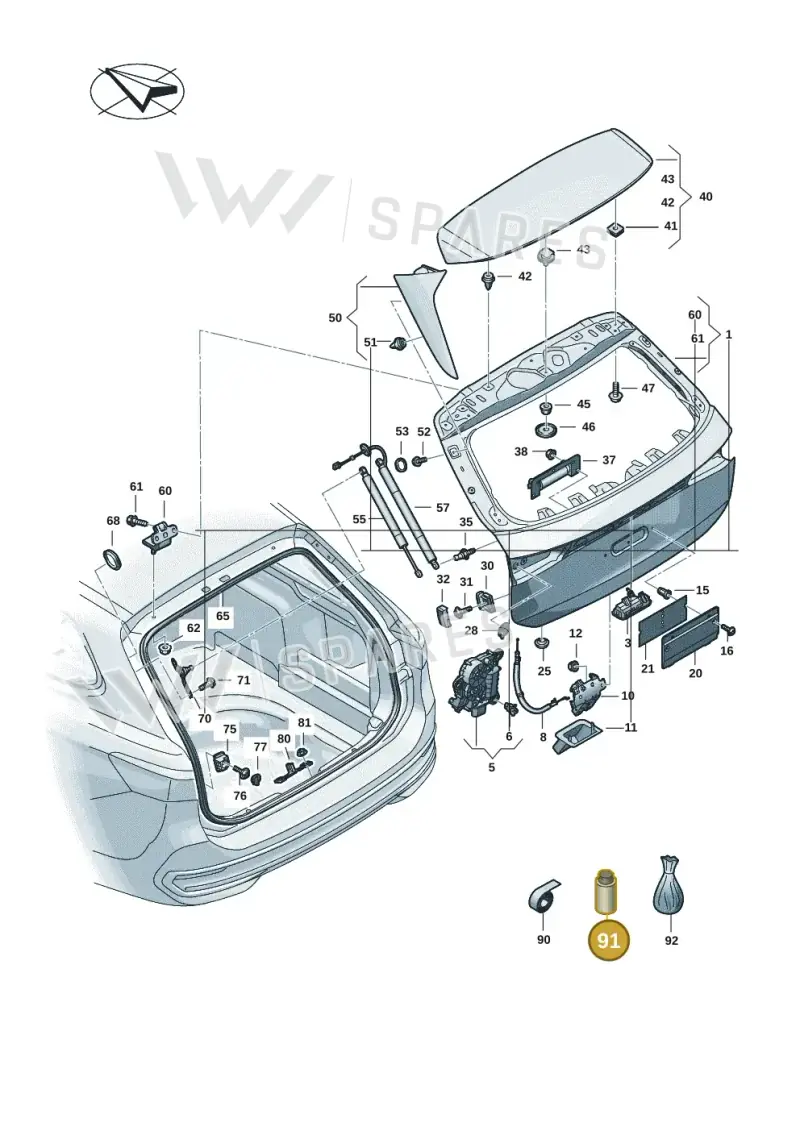 D00940104 — Volkswagen Passat estate (2023-) diagram 3j0827000, position 91
