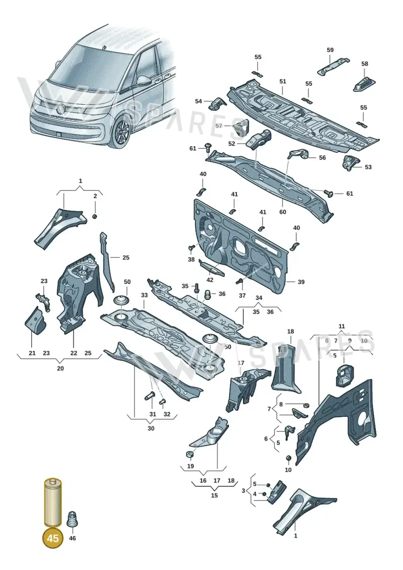 D180004M2 — Volkswagen Multivan (2021-) diagram 7t0805200, position 45