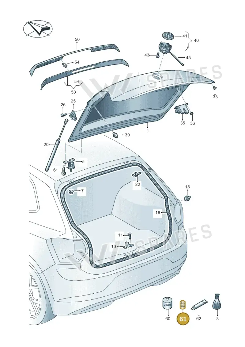 D181650A1 — Volkswagen Polo 1.0 BlueMotion (2017-2024) diagram 837827000, position 61